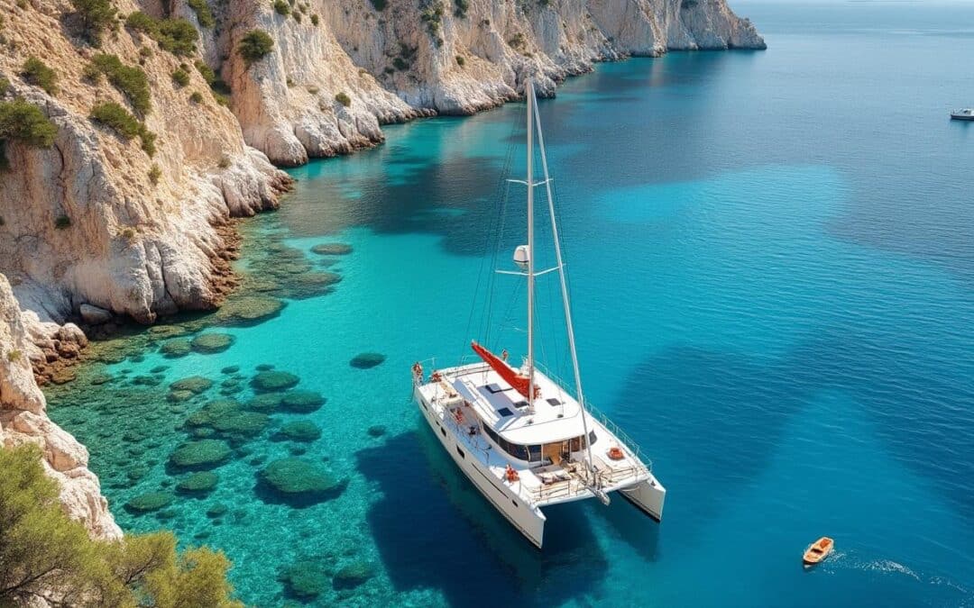 plongez dans l'ambiance unique à bord d'un catamaran en crète et découvrez le quotidien captivant d'une semaine de navigation entre mer et paysages idylliques.
