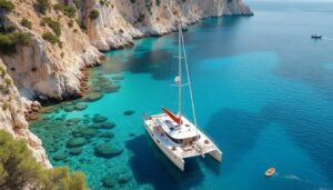plongez dans l'ambiance unique à bord d'un catamaran en crète et découvrez le quotidien captivant d'une semaine de navigation entre mer et paysages idylliques.