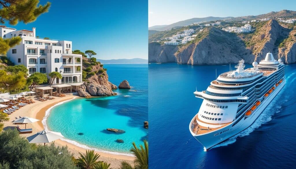 découvrez les avantages des hôtels et des croisières pour explorer la crète et choisissez l'option idéale pour des vacances inoubliables.