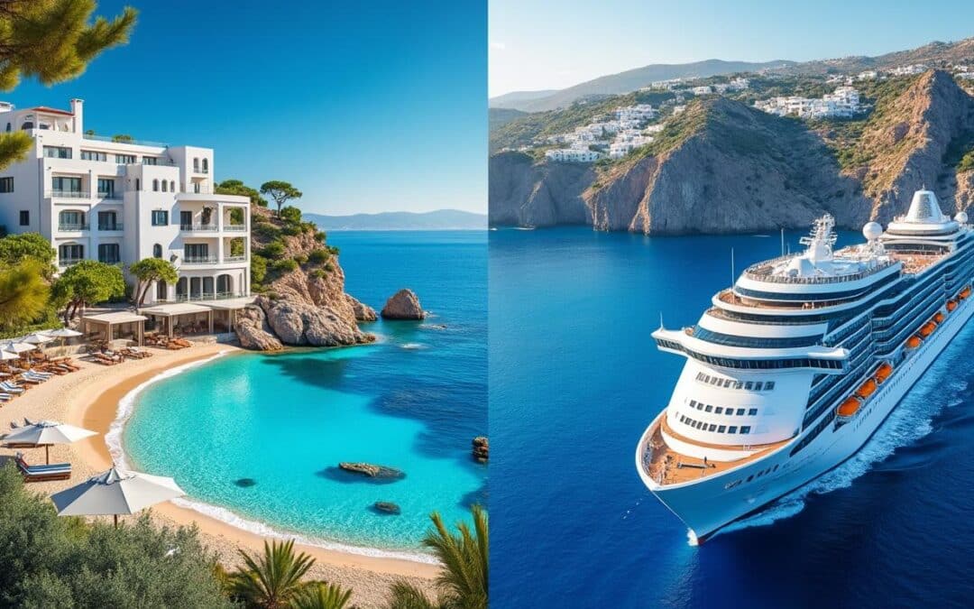 découvrez les avantages des hôtels et des croisières pour explorer la crète et choisissez l'option idéale pour des vacances inoubliables.